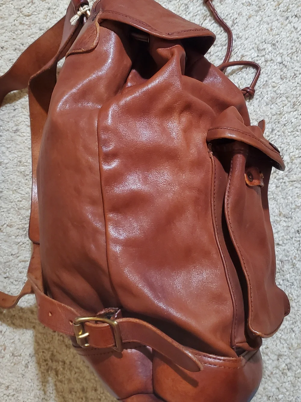 Ralph Lauren Double RL Brown Leather Backpack